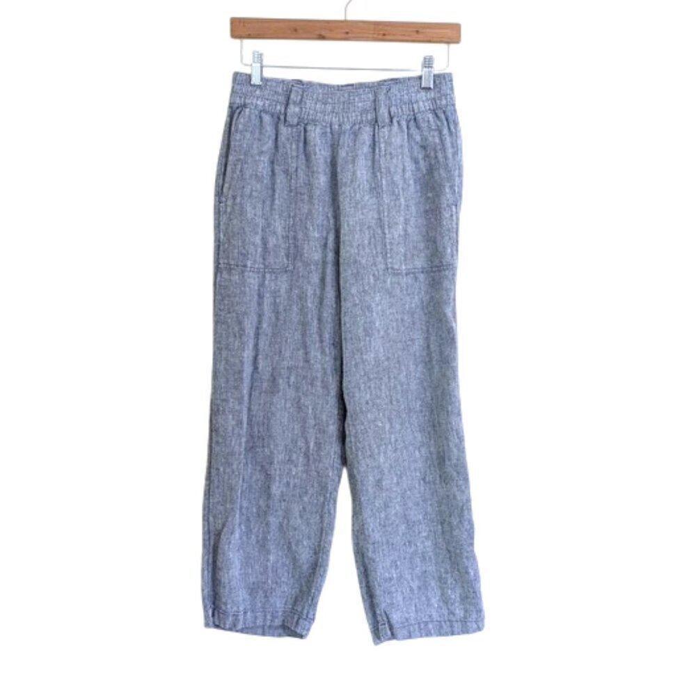 Lands' End 100% Linen Wide Leg Pants Blue Size 4